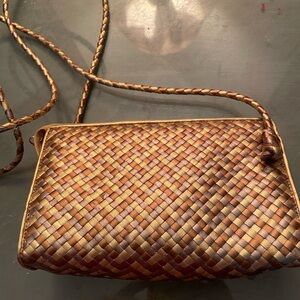 Chic Woven Crossbody Bag in Rich Brown